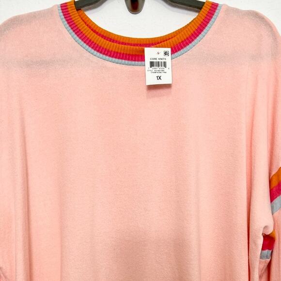 Style and Co pink champagne plus size long sleeve sweater 1X - Picture 2 of 4